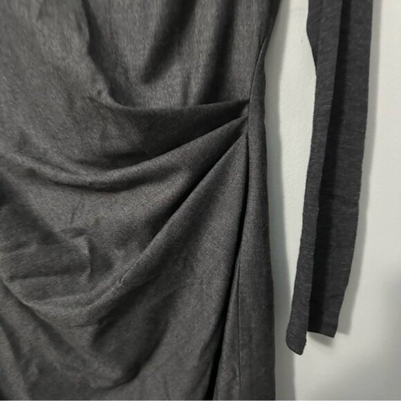 Max Mara Virgin Wool Midi Dress Gray Draped Italy Size 8 Quiet Luxury - Picture 6 of 15